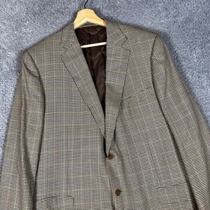 Ermenegildo Zegna Sport Coat Mens 50R Houndstooth Blazer Jacket Brown Black Wool